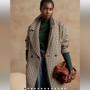 NWT Plaid Wool PeaCoat Coat